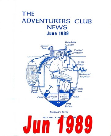 June 1989 Adventurers Club News Cover